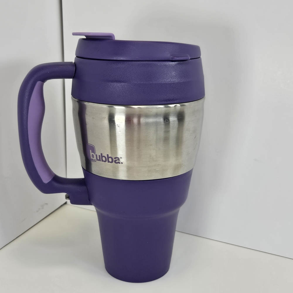 Bubba Large Insulated Travel Mug 34 Oz Thermal Cup Silver Purple